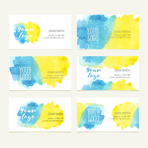 Watercolor business card creative vectors 04