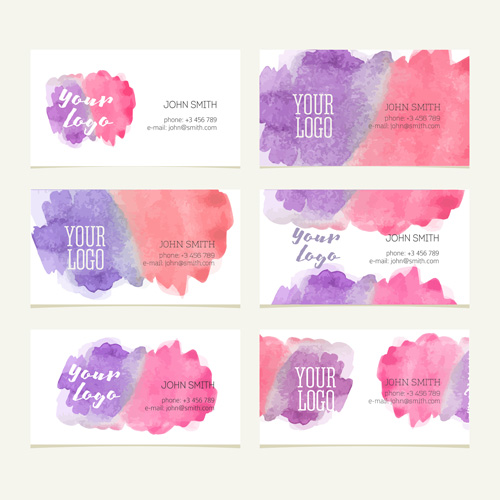 Watercolor business card creative vectors 05