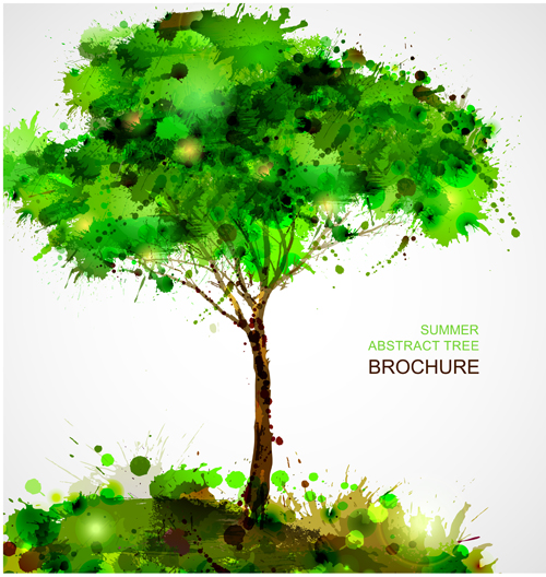 Creative Watercolor tree vector 03 Creative Watercolor tree vector 03