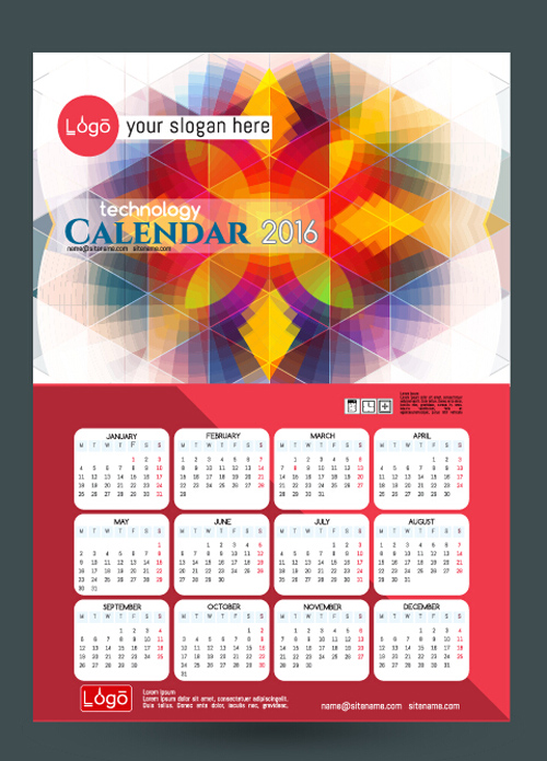 2016 technology calendar template vector 23 2016 technology calendar template vector 23