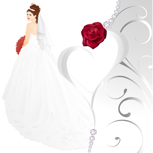 wedding rose red card bride beautiful and  