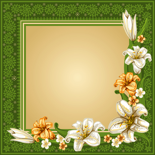 Beautiful flower with retro frame vector material 04 Beautiful flower with retro frame vector material 04