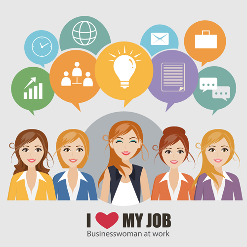 Business people working vector templates set 15