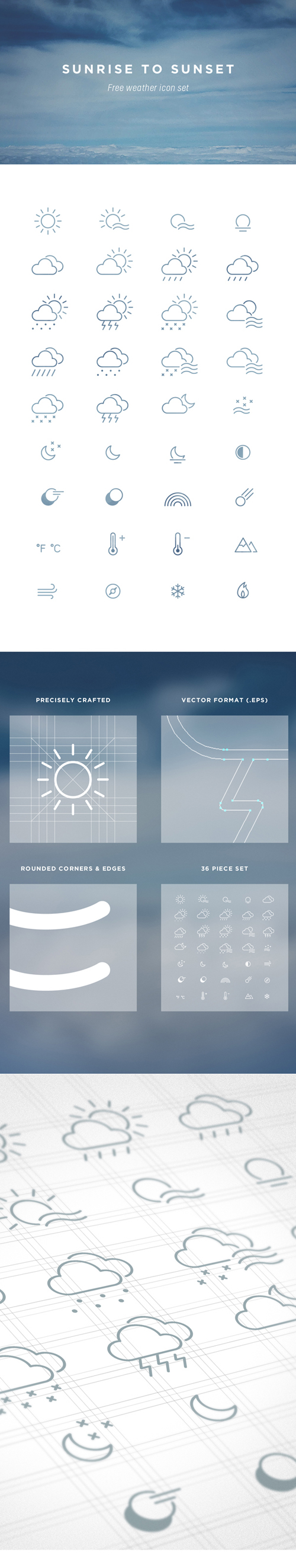Creative outline weather icons vector