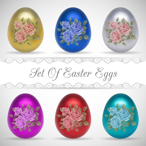Flower with easter egg vectors Flower with easter egg vectors