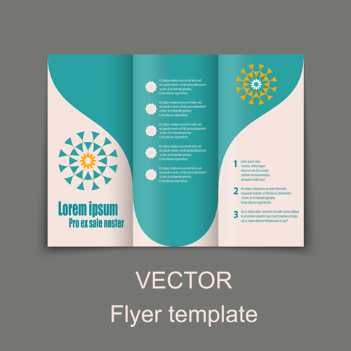 Fold flyer with brochure vector template set 01 Fold flyer with brochure vector template set 01
