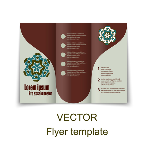 Fold flyer with brochure vector template set 04 Fold flyer with brochure vector template set 04
