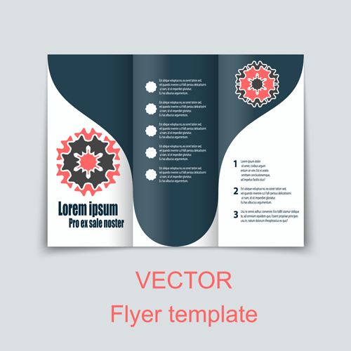 Fold flyer with brochure vector template set 06 Fold flyer with brochure vector template set 06