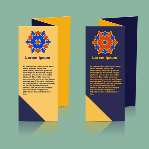 Fold flyer with brochure vector template set 07 Fold flyer with brochure vector template set 07