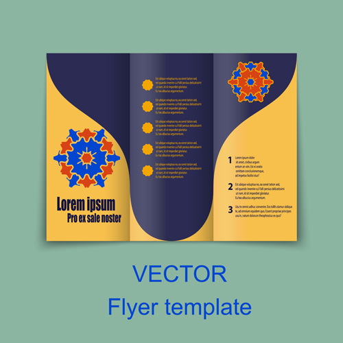 Fold flyer with brochure vector template set 08 Fold flyer with brochure vector template set 08