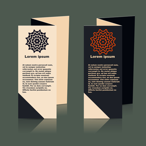 Fold flyer with brochure vector template set 09 Fold flyer with brochure vector template set 09