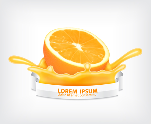 Orange fruit juice splashes vector
