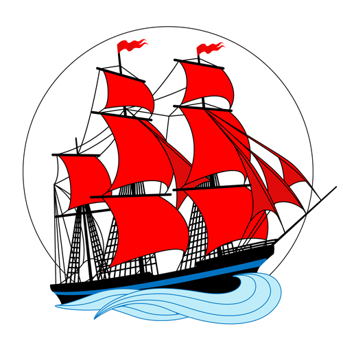 sailship red design 
