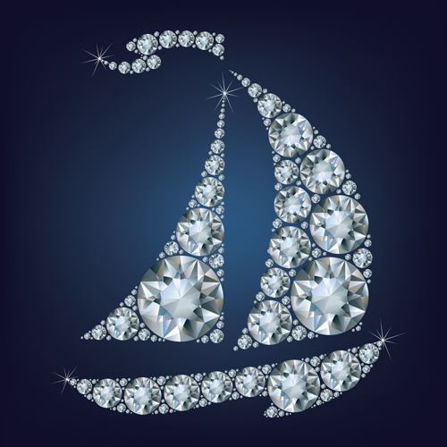Sailboat with diamonds vector material Sailboat with diamonds vector material