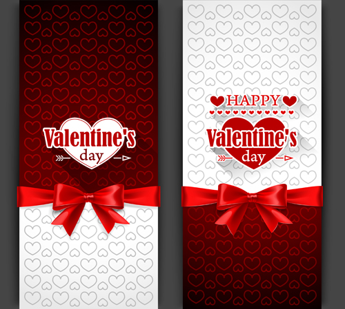 Valentines day card with bow ornate vector Valentines day card with bow ornate vector