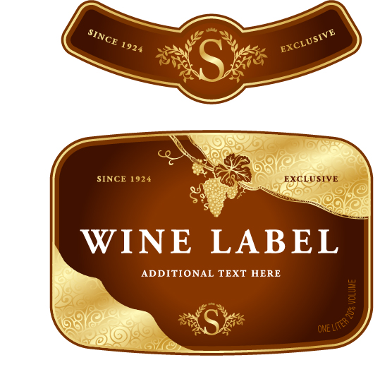 Wine label vintage design vector material set 03 Wine label vintage design vector material set 03