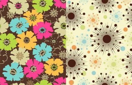 Cute flowers vintage pattern vectors Cute flowers vintage pattern vectors