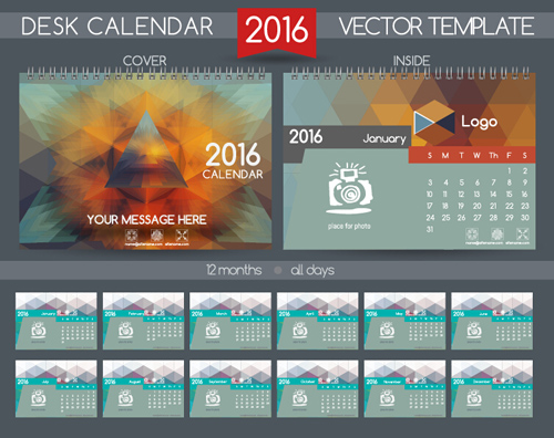2016 New year desk calendar vector material 74 2016 New year desk calendar vector material 74