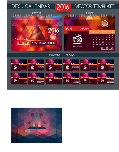 2016 New year desk calendar vector material 75 2016 New year desk calendar vector material 75