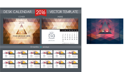 2016 New year desk calendar vector material 76 2016 New year desk calendar vector material 76