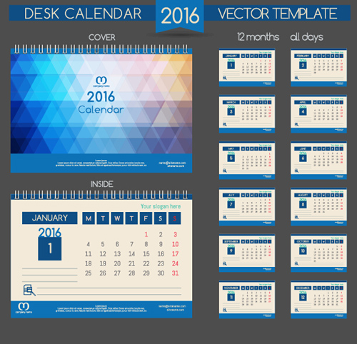 2016 New year desk calendar vector material 77 2016 New year desk calendar vector material 77