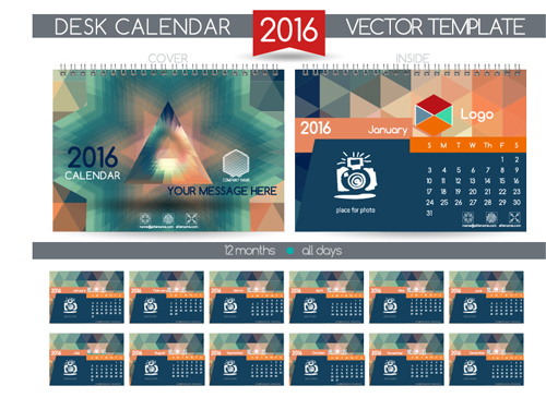 2016 New year desk calendar vector material 78 2016 New year desk calendar vector material 78