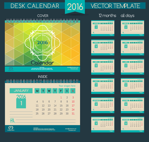 2016 New year desk calendar vector material 79 2016 New year desk calendar vector material 79