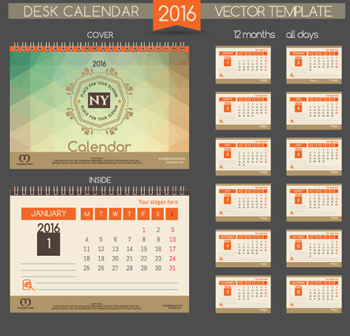 2016 New year desk calendar vector material 80 2016 New year desk calendar vector material 80