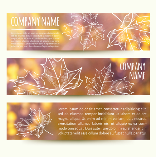 Autumn elements with blurs banner vector 02 Autumn elements with blurs banner vector 02