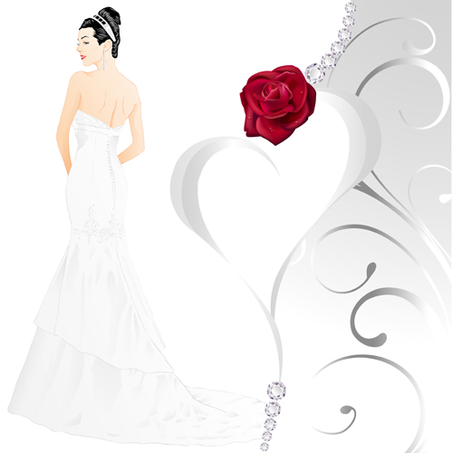wedding rose red card bride beautiful and 