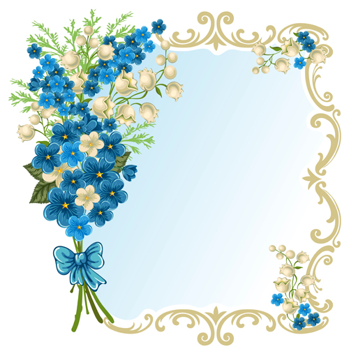 Beautiful flower with retro frame vector material 06 Beautiful flower with retro frame vector material 06