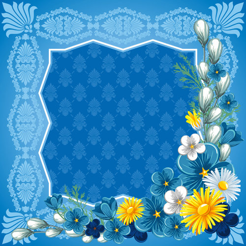 Beautiful flower with retro frame vector material 07 Beautiful flower with retro frame vector material 07