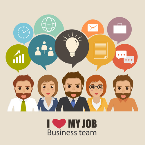 Business people working vector templates set 05