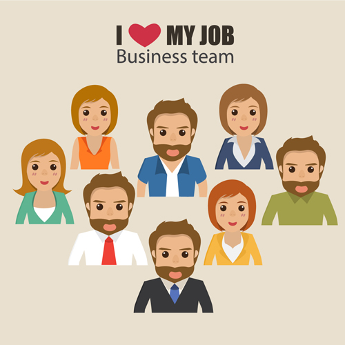 Business people working vector templates set 06 Business people working vector templates set 06