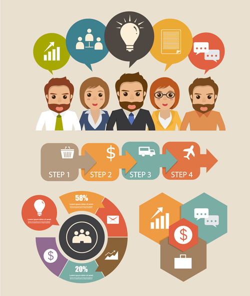Business people working vector templates set 10 Business people working vector templates set 10