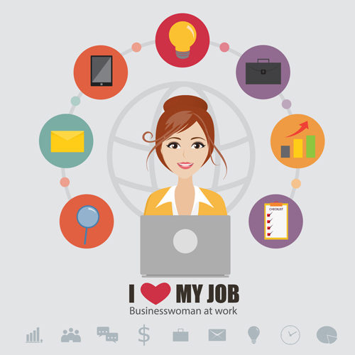 Business people working vector templates set 11 Business people working vector templates set 11