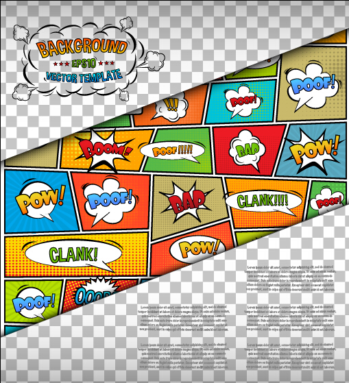 Cartoon speech bubbles with background template vector 05