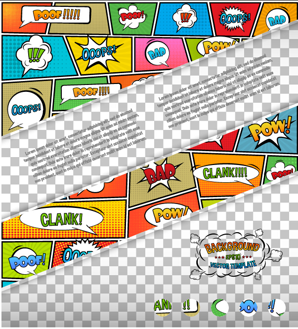 Cartoon speech bubbles with background template vector 07 Cartoon speech bubbles with background template vector 07