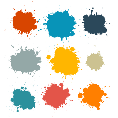Colorful blot spatter vector design set 08 Colorful blot spatter vector design set 08