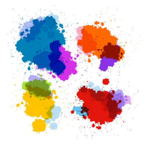 Colorful blot spatter vector design set 09 Colorful blot spatter vector design set 09