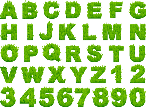 numbers letters grass alphabet 