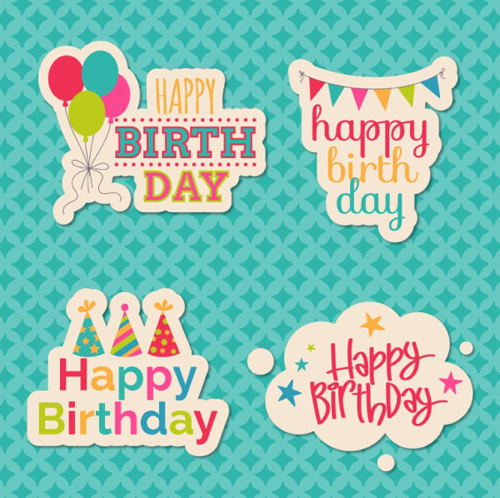 Happy birthday sticker design vector Happy birthday sticker design vector