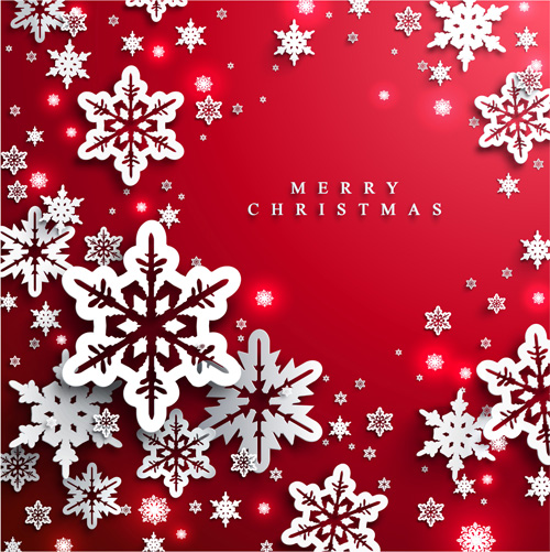 snowflake red paper christmas background 