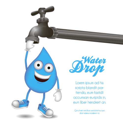 Water tap and water drop background vector 02 Water tap and water drop background vector 02