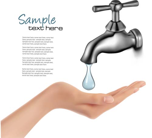 Water tap and water drop background vector 03 Water tap and water drop background vector 03