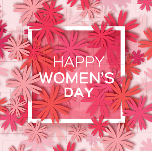Womens Day 8 March holiday background with paper flower vector 02 Womens Day 8 March holiday background with paper flower vector 02