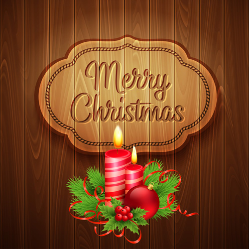 2016 Christmas wooden background vectors 14