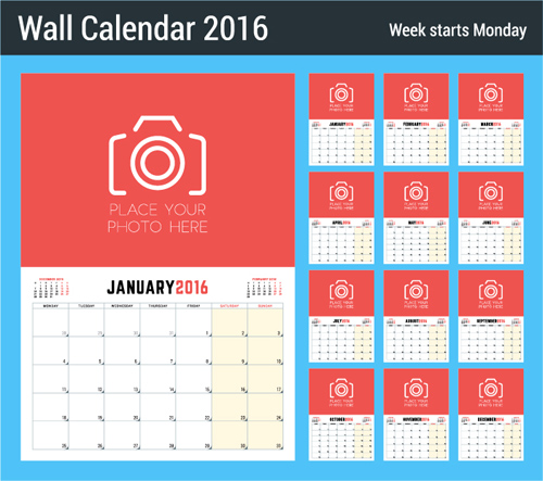 2016 New year desk calendar vector material 67 2016 New year desk calendar vector material 67