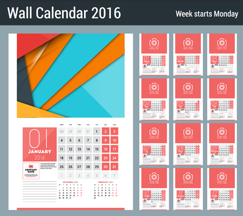 2016 New year desk calendar vector material 68 2016 New year desk calendar vector material 68