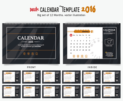 2016 New year desk calendar vector material 69 2016 New year desk calendar vector material 69